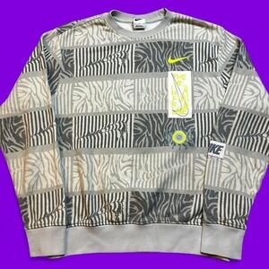 Nike Club Trippy Safari sportswear streetwear crewneck Sweatshirt gray small
